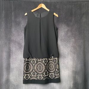 AB Studio Black Cocktail Dress Black lace overlay bottom Size Large